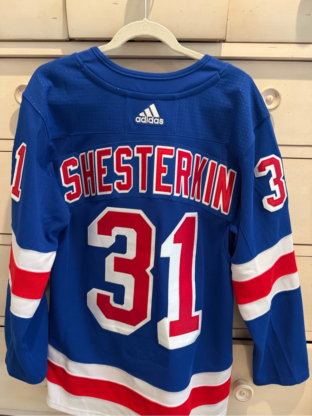 adidas Blue, Red & White Shesterkin #31 Hockey Jersey